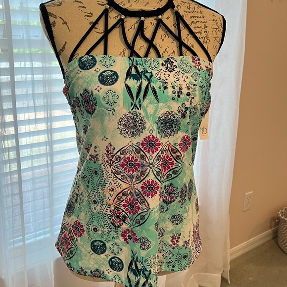 belk Swim Belk Nwt Tankini Top Pretty Colors With Black Silver Trim